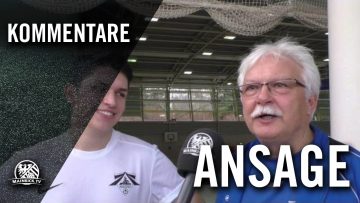 Ansage von Gerd Block (Trainer JFC Frankfurt, U19 A-Junioren) und Jonas Block