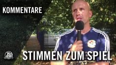 Die Stimmen zum Spiel (FC Zrinski – SG Eintracht Gelsenkirchen, Kreisliga B2, Kreis Gelsenkirchen)