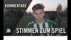 Die Stimmen zum Spiel | SV Rugenbergen – Wedeler TSV (21.Spieltag, Oberliga Hamburg)