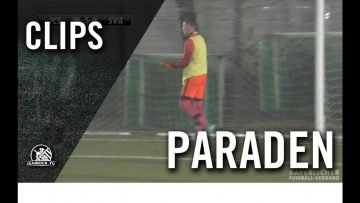 Mit den Fingerspitzen! Parade von Dominik Schulz (SV Aubing)