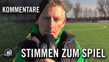 W. Siegburg (Trainer FC Schwadorf), K. Badtke und M. Klein (beide SV Godorf) – Die Stimmen