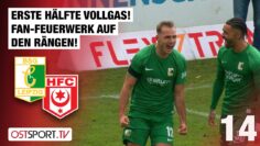 Erste Hälfte Vollgas! Fan-Feuerwerk auf den Rängen: Chemie – Halle | Regionalliga Nordost