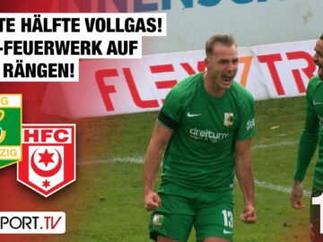 Erste Hälfte Vollgas! Fan-Feuerwerk auf den Rängen: Chemie – Halle | Regionalliga Nordost