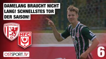 Schnellstes Tor der Saison! Damelang braucht nicht lang: Greifswald – Halle | Regionalliga Nordost