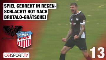 Spiel gedreht in Regenschlacht! Rot nach Brutalo-Grätsche: Preussen – Zwickau | Regionalliga Nordost