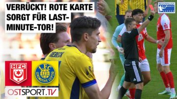 Verrückt! Rote Karte sorgt für Last-Minute-Tor: Halle – Lok Leipzig | Regionalliga Nordost